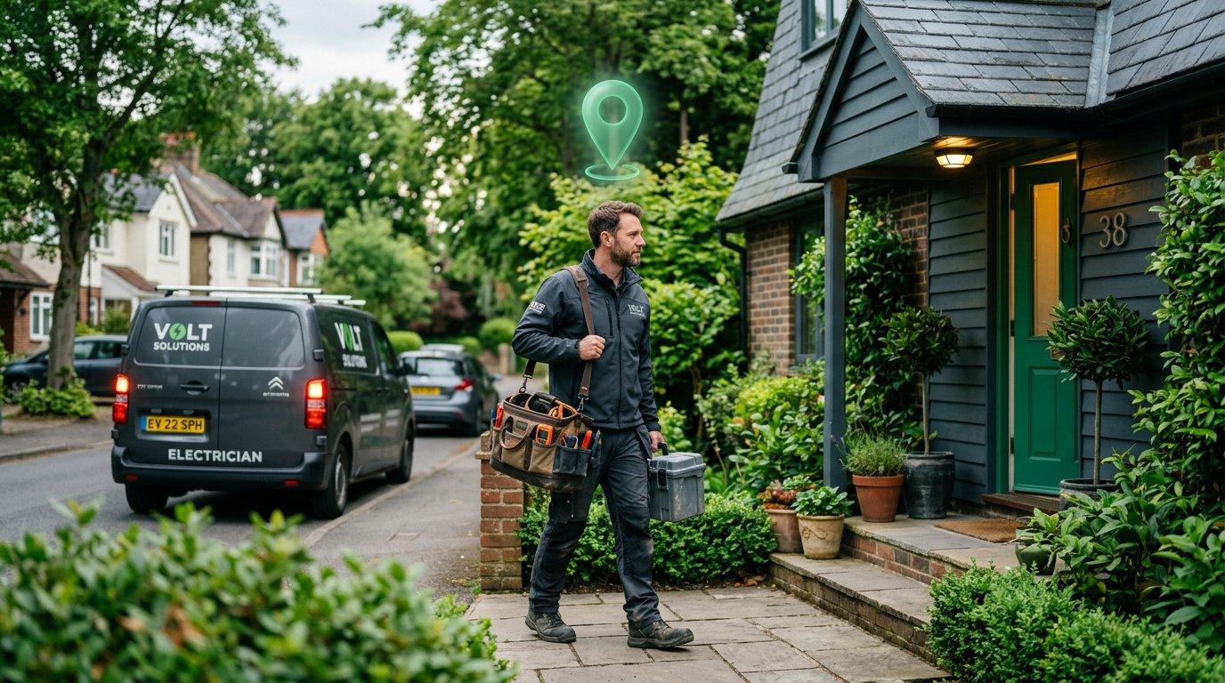 An electrician arriving at the correct verified service address